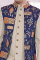 Beige Art Silk 3 piece Jacket Set (NMK-8409)