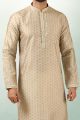 Beige Art Silk Mens Kurta Pajama (NMK-5848)