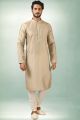 Beige Art Silk Mens Kurta Pajama (NMK-5848)