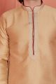 Beige Jaquard Silk Brocade Kurta Pajama (NMK-8154)