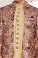 Beige Silk 3 piece Jacket Set (NMK-8412)