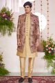 Beige Silk 3 piece Jacket Set (NMK-8412)