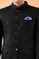 Black Art Embroidered Silk Bandhgala (NMK-8542)