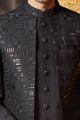 Black Art Silk Mens Indo Western (NMK-8262)