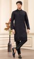 Black Art Silk Mens Kurta Pajama (NMK-8372)