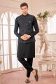 Black Art Silk Mens Nehru Jacket (NMK-8018)