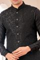 Black Art Silk Nehru Jacket for Men (NMK-8007)