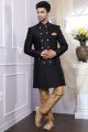 Black Banglori Silk Indo Western Kurta (NMK-4093)