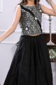 Black, Grey Brocade Girls Lehenga Choli (NFG-156)