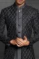 Black Imported Embroidered Indowestern (NMK-5467 )