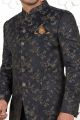 Black Imported Jaquard Silk Indo Western (NMK-7216)