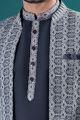 Black Imported kurta with jacket (NMK-8438)