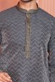 Black Jaquard Mens Kurta Pajama (NMK-8178)