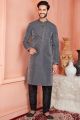 Black Jaquard Mens Kurta Pajama (NMK-8178)