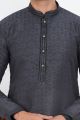 Black Jaquard Silk Brocade Kurta for Men (NMK-7749)