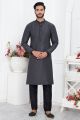 Black Jaquard Silk Brocade Kurta for Men (NMK-7749)