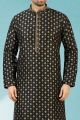 Black Jaquard Silk Brocade Kurta Pajama (NMK-5200)