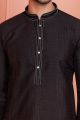 Black Jaquard Silk Brocade Kurta Pajama (NMK-8152)