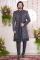 Black Silk 3 piece Jacket Set (NMK-8418)