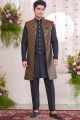 Black Silk Mens 3 piece Jacket Set (NMK-8419)