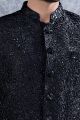 Black Tussar Silk Jodhpuri for Men (NMK-8459)