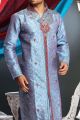 Blue 2 Toned Art Dupion Kurta Pajama (NMK-1584)