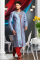Blue 2 Toned Art Dupion Kurta Pajama (NMK-1584)