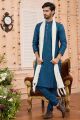 Blue Art Banarasi Silk Kurta Pajama (NMK-7967)