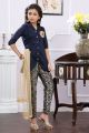 Blue Art Silk Girls Salwar Suit with Pant (NFG-179)