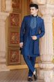 Blue Art Silk Mens Indo Western (NMK-8208)