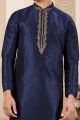 Blue Banarasi Art Silk Mens Kurta Pajama (NMK-8476)