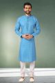 Blue Cotton Kurta Pajama (NMK-5756)