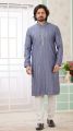 Blue Embroidered Art Silk Kurta Pajama (NMK-8361)