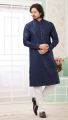 Blue Embroidered Art Silk Mens Kurta Pajama (NMK-8365)