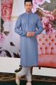 Blue Fancy Cotton Mens Kurta Pajama(NMK-4606)
