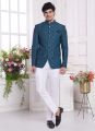 Blue Imported Jaquard Silk Jodhpuri for Men (NMK-8347)