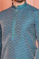 Blue Jaquard Mens Kurta Pajama (NMK-8176)