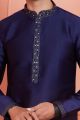 Blue Jaquard Silk Brocade Kurta for Men (NMK-8160)