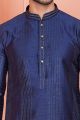 Blue Jaquard Silk Brocade Kurta Pajama (NMK-8151)