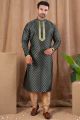 Bottle Green Jaquard Kurta Pajama (NMK-8493)