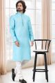 Cotton Digital Print Kurta for Men in Blue (NMK-6667)