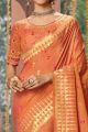 Cotton Jacquard Banarasi Silk Orange Saree (NWSA-6158)