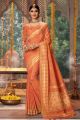 Cotton Jacquard Banarasi Silk Orange Saree (NWSA-6158)
