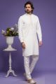 Cream Art Banarasi Silk Mens Kurta Pajama (NMK-7073)