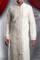 Cream Art Dupion Mens Kurta (NMK-1342)
