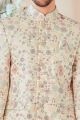 Cream Art Embroidered Velvet Bandhgala (NMK-8543)