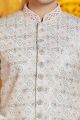 Cream Art Silk Embroidered Sherwani (NMK-8194)