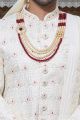 Cream Art Silk Indian Sherwani (NMK-8181)