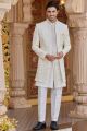 Cream Art Silk Mens Indo Western (NMK-8206)