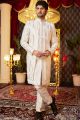 Cream Art Silk Mens Indo Western (NMK-8258)